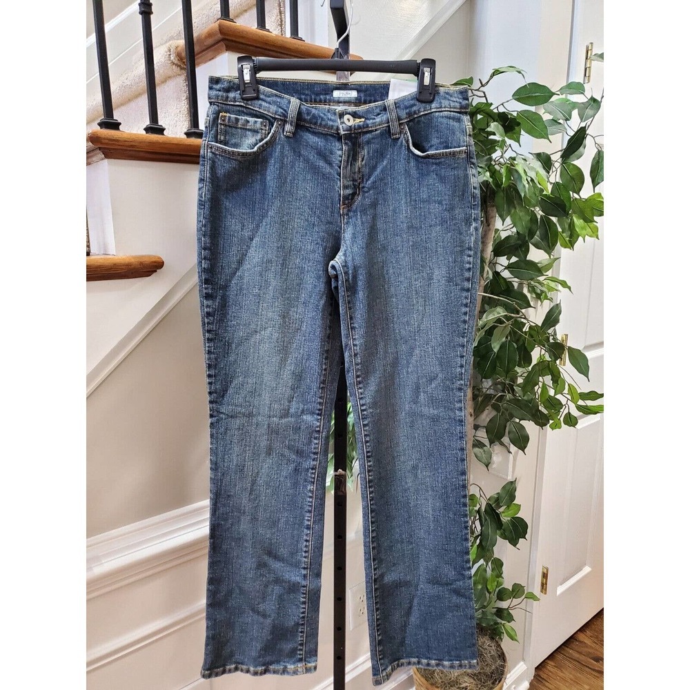 Liz Claiborne Women Blue Denim Cotton Mid Rise Straight Legs Casual Jeans Pant 8